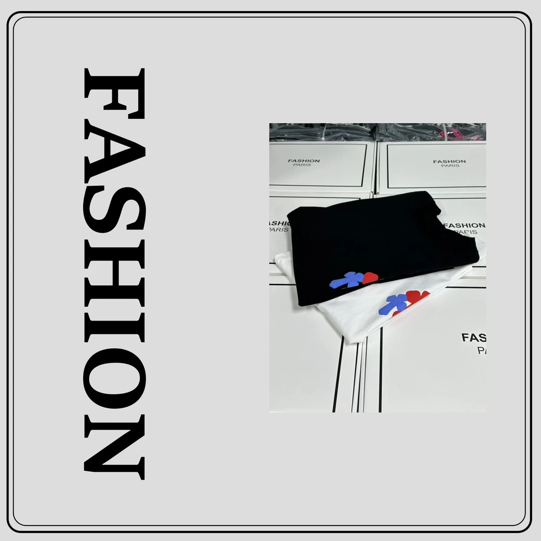 35号链接-（彩色十字）男女同款简约重磅情侣百搭休闲T恤