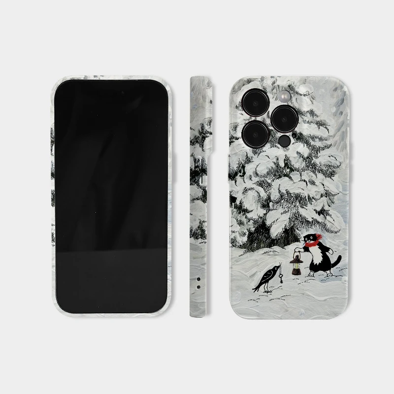 雪地小猫 适用iphone苹果16promax壳新款可爱15plus有趣的ins艺术