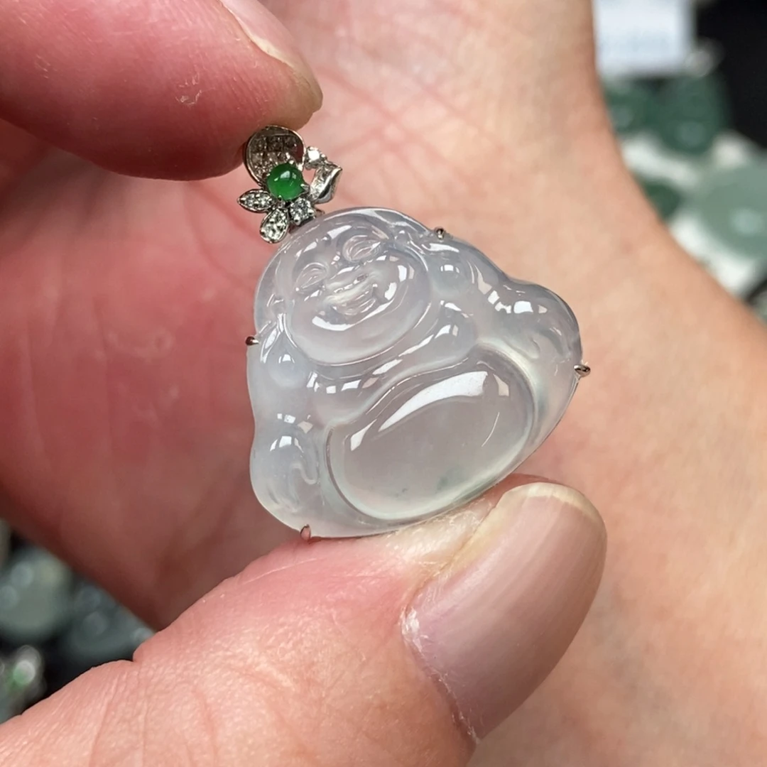 吊坠(不含链)18K金镶嵌翡翠佛公