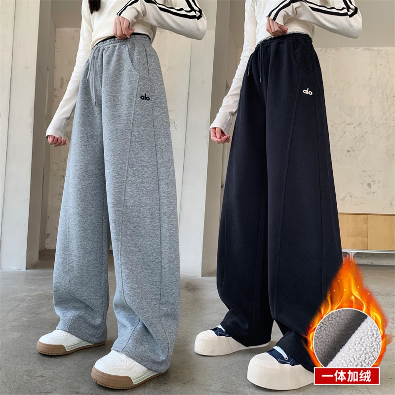 童装女童运动裤一体加绒秋冬2025儿童直筒裤大童初中生校服长裤