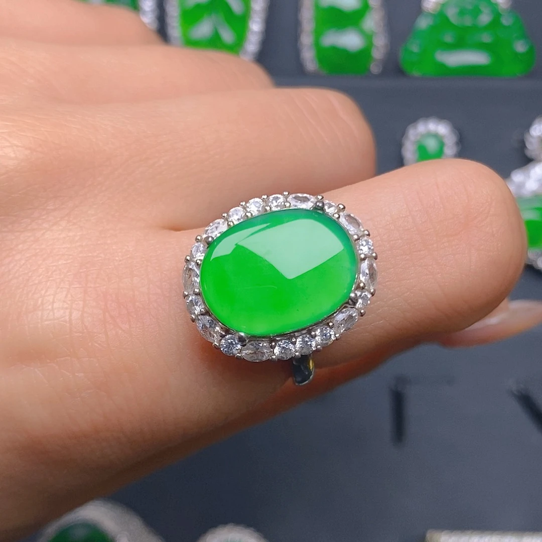 银S925镶嵌戒指翡翠