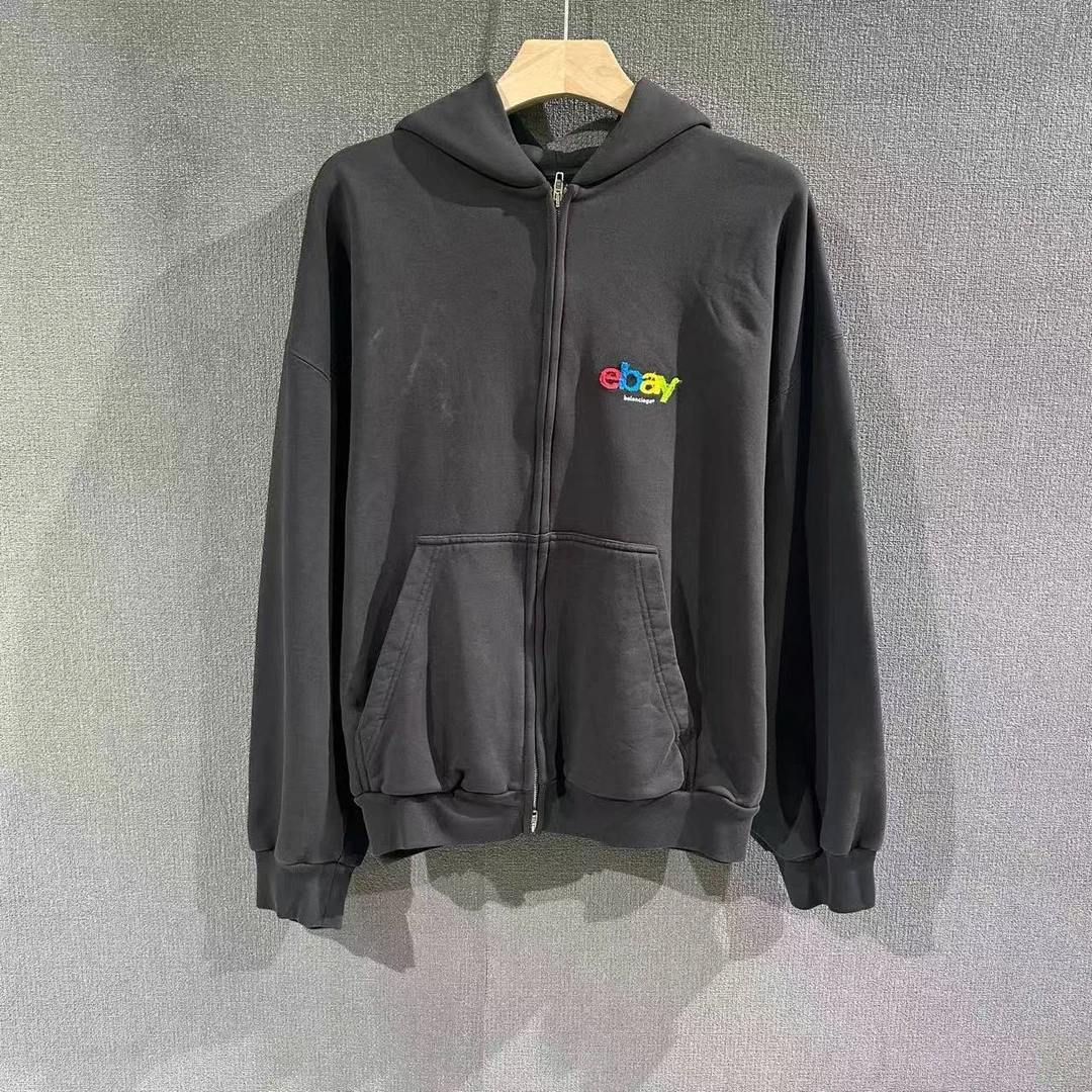 未使用 Balenciaga/巴黎世家 （pm）ebay做旧拉链帽衫带吊L码/9051