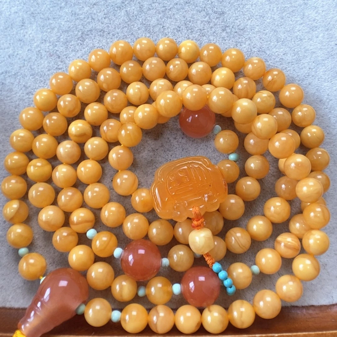 蜜蜡未镶嵌项链108