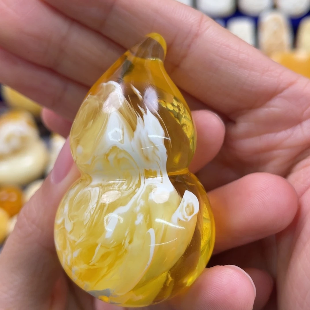 蜜蜡裸石未镶嵌琥珀蜜蜡葫芦吊坠