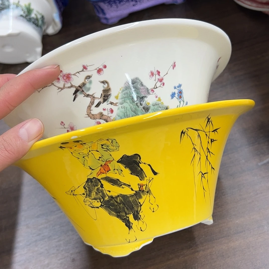 紫砂花盆773号瑕疵2个缩釉底脚磕碰处理介意勿拍