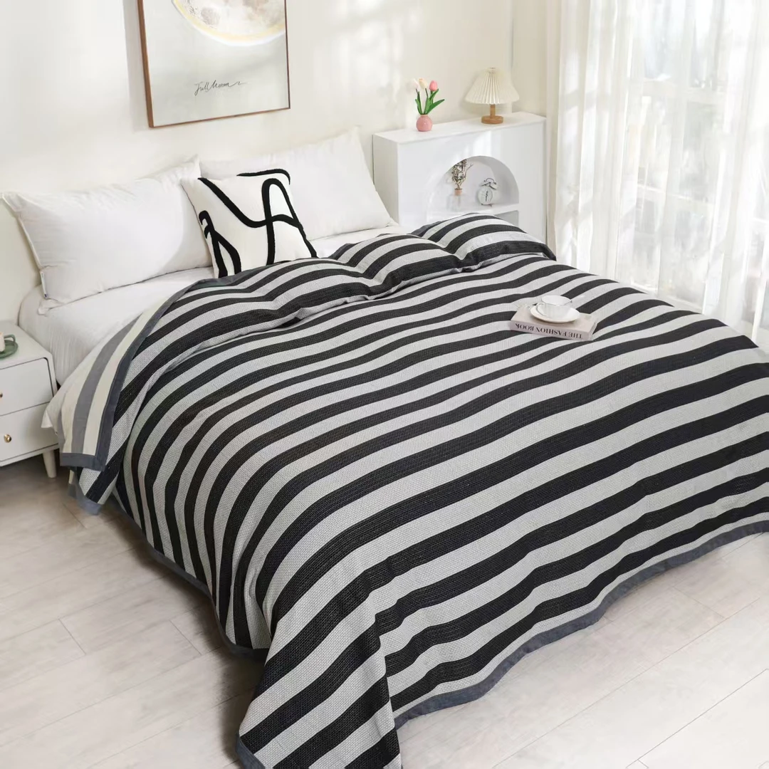 【玉如意黑】230*250cm埃及棉全棉床盖舒适大尺寸亲肤纱布四季可用