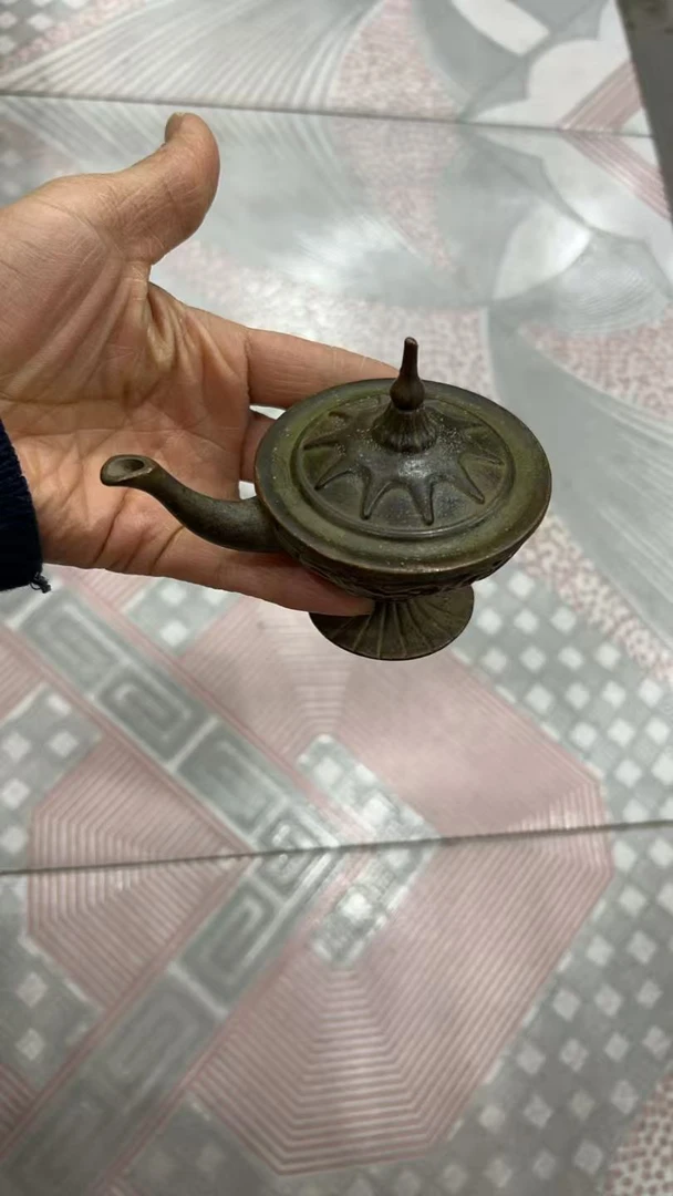 覆古老皮壳铜质莲花薰炉茶道室内摆件（阿豪专属安全省份通道）