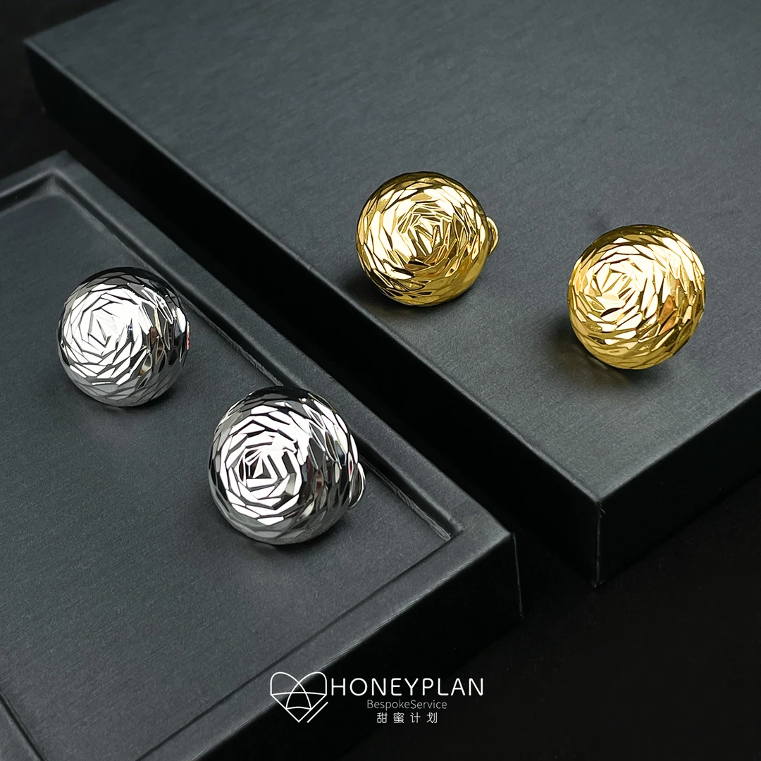 HONEY PLAN/甜蜜计划 铜合金耳饰 城野金属玫瑰半圆耳钉