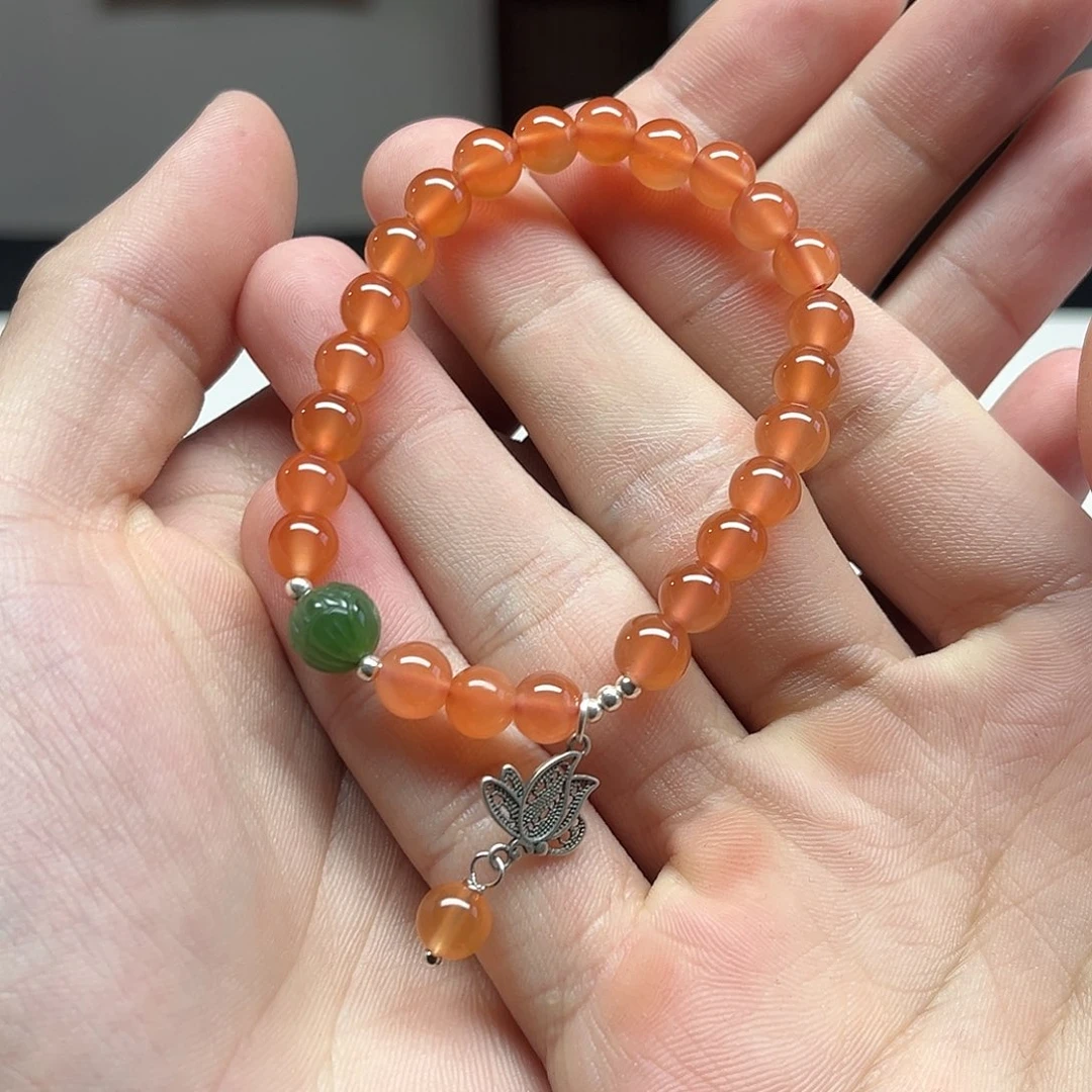 南红玛瑙手链银S925镶嵌秋*