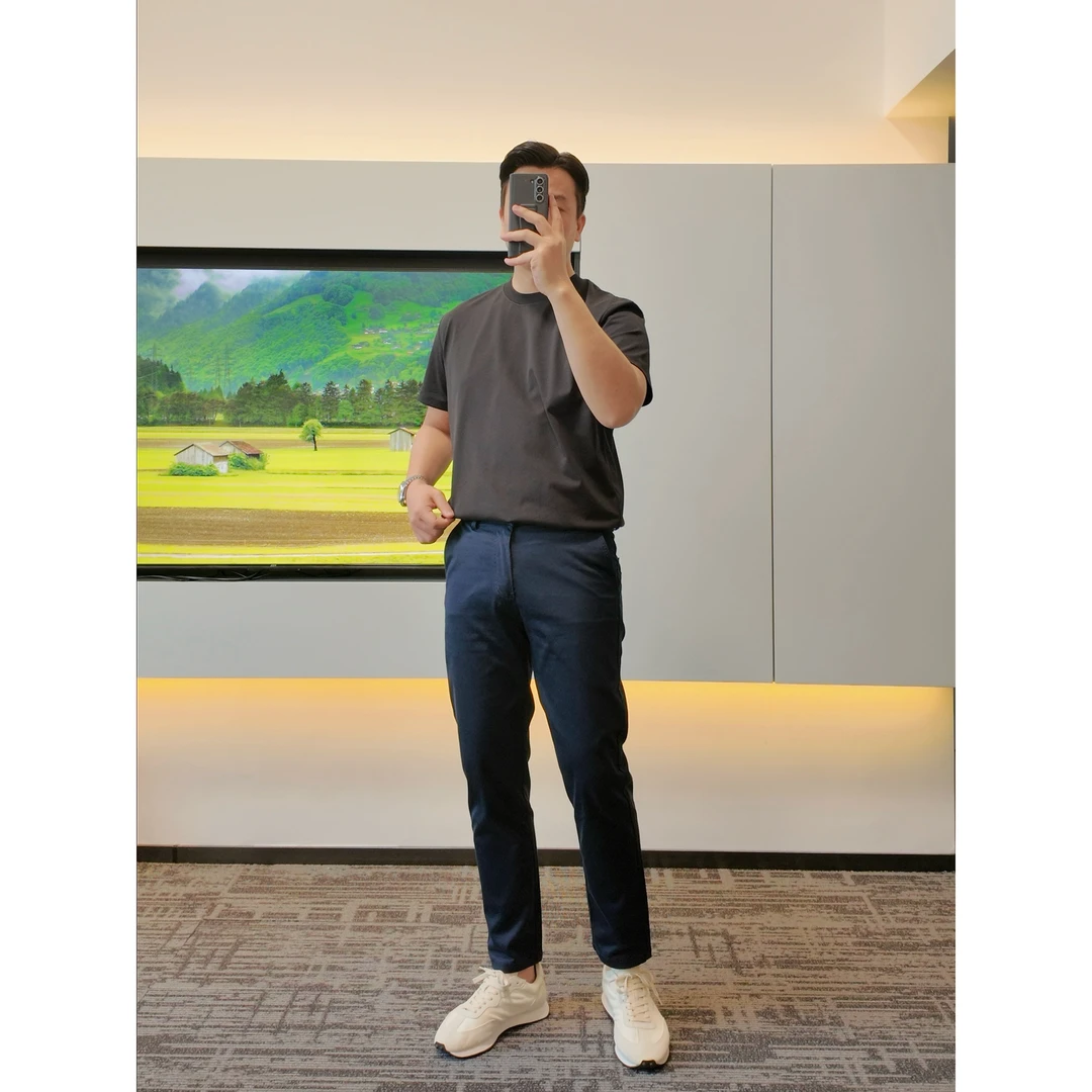 M126夏季新款男装隐形松紧腰高级感棉质长裤男士直筒休闲经典百搭