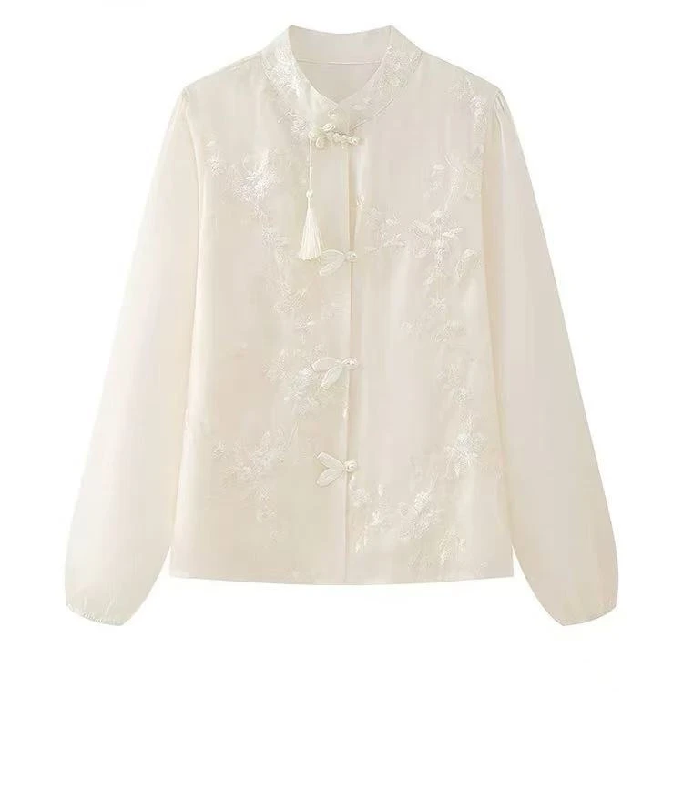 9293新中式衬衫2025新款春秋盘扣轻国风小个子高级感衬衣春季复古