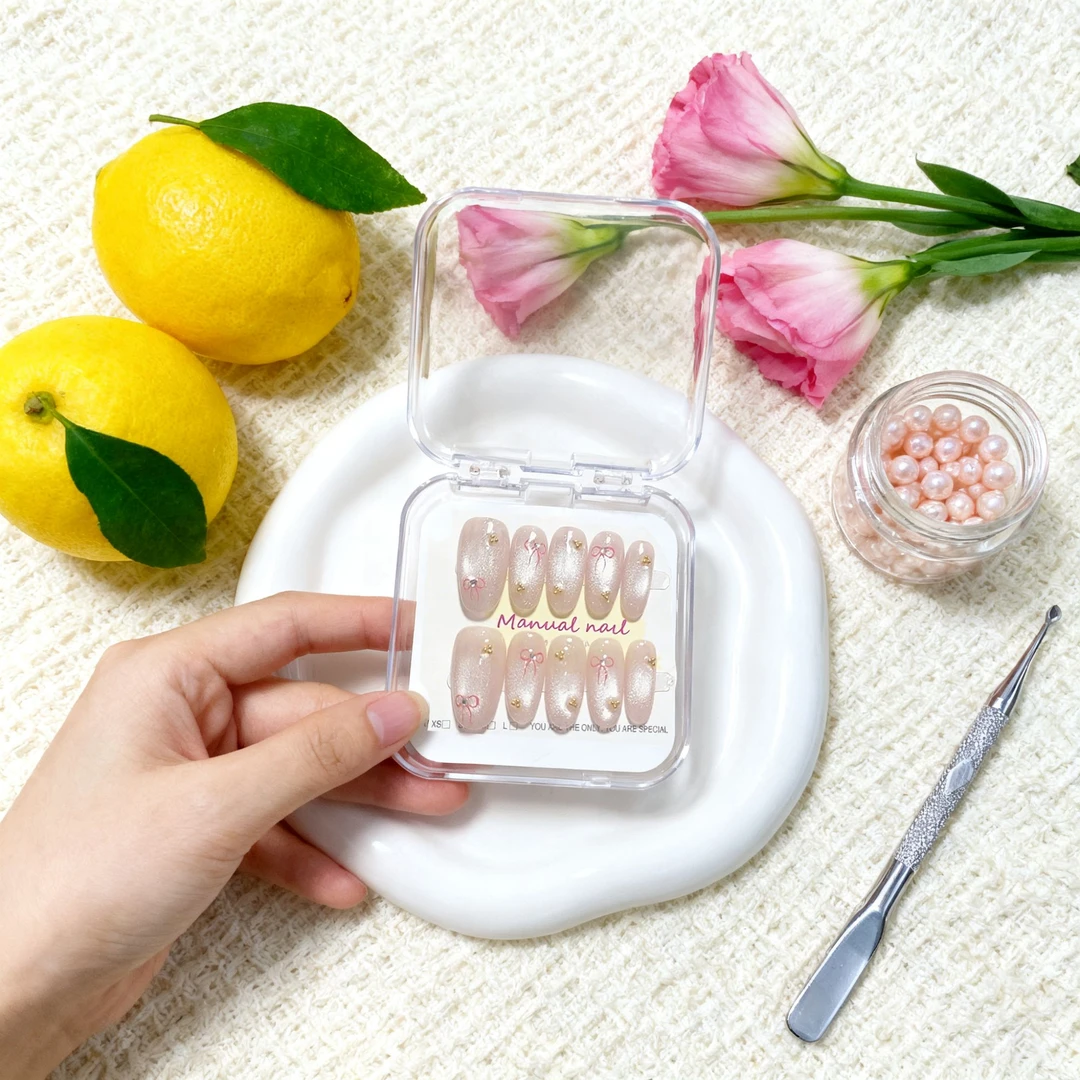 10【粉漾】灵惜纯手穿戴甲工新款显白甲片夏天高颜值美甲高级感手工