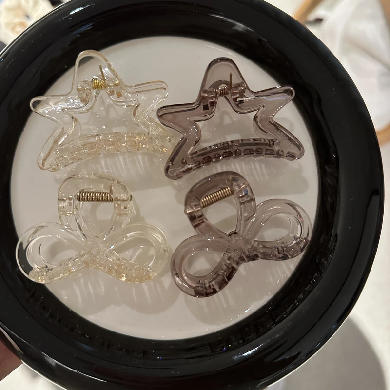 五角星蝴蝶结发夹半扎半披小号抓夹发饰网红头气质可爱发卡小众