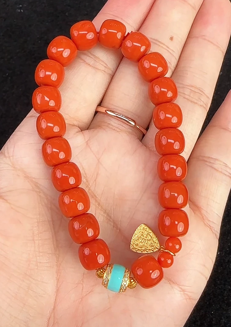 【齐福珠宝】6/18-6/8mm天然原矿保山满肉南红单圈（多样性发其一）