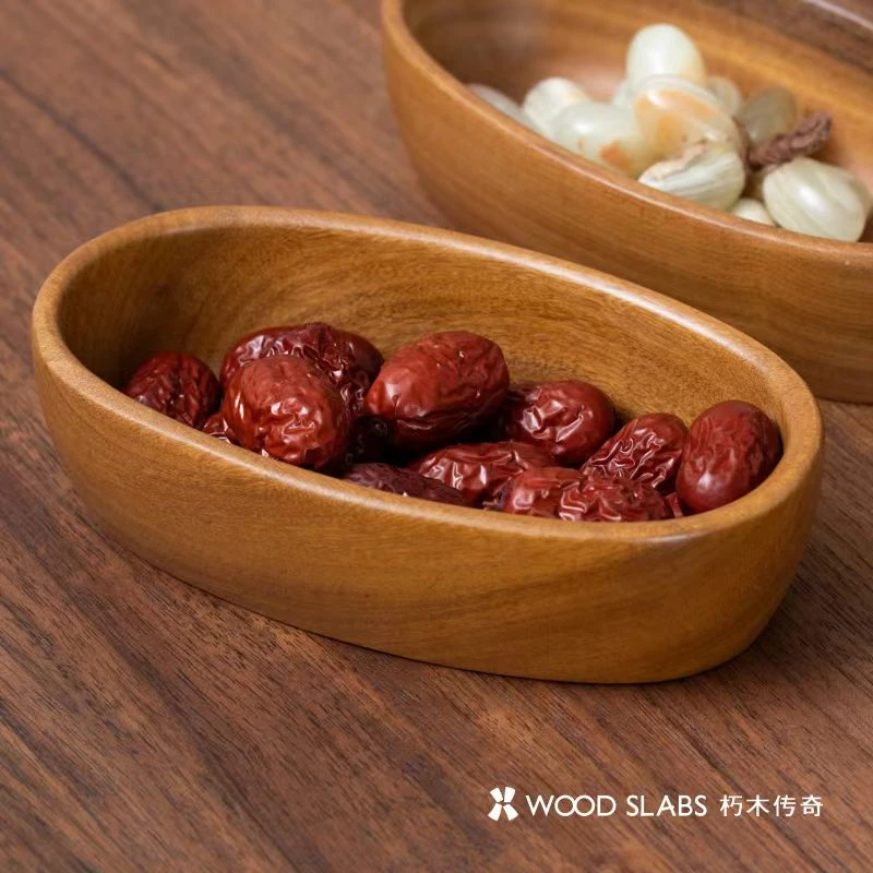 柚木元宝船碗水果干果零食碗