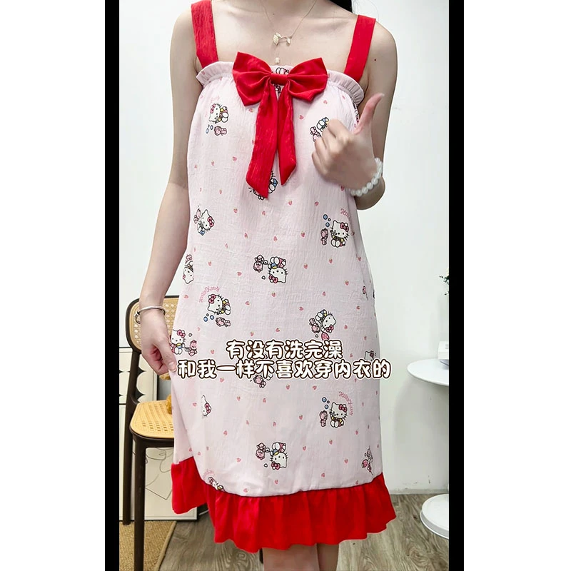2025夏季新款带胸垫吊带睡裙女甜美可爱睡衣无袖家居服