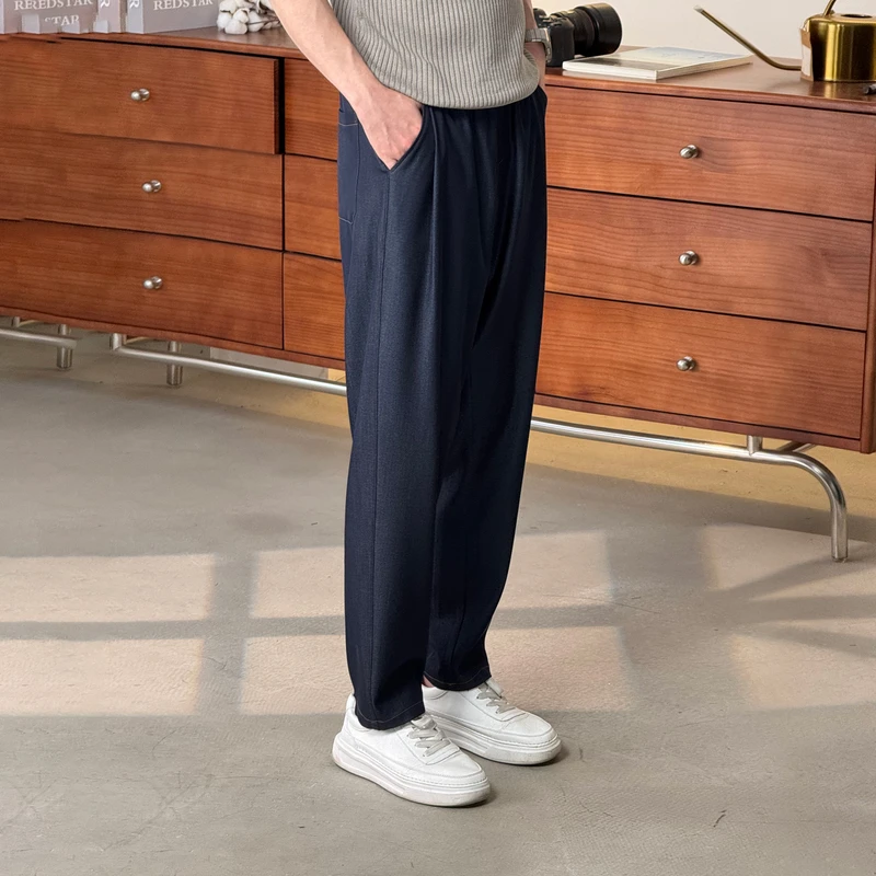 25夏季新款简约微锥凉感宽松休闲裤男士直筒垂感宽松复古软牛仔裤