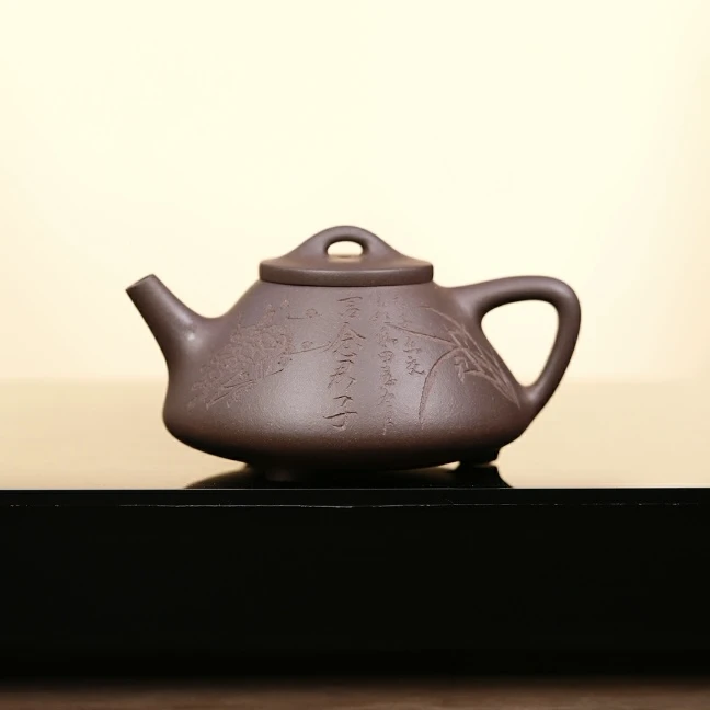 子冶石瓢 紫泥 240CC YZL 刻绘