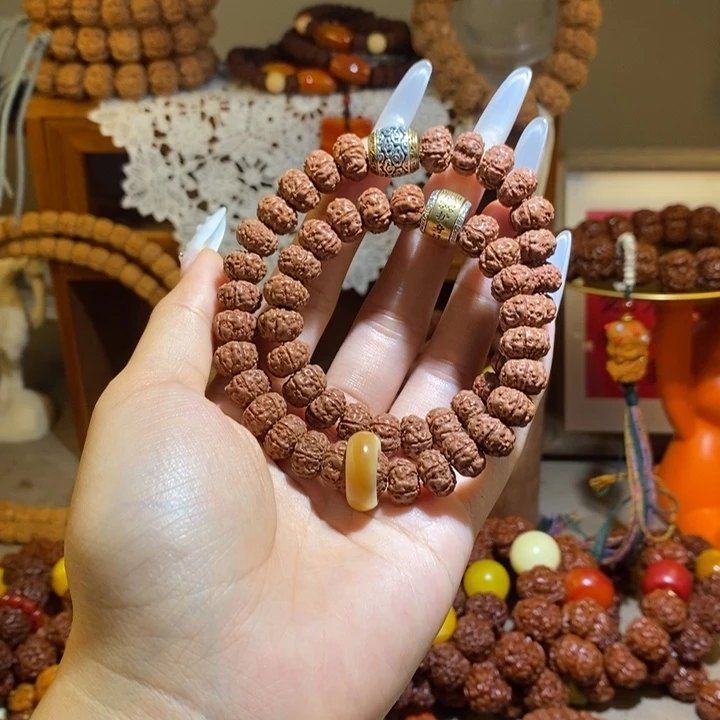 金刚菩提手串116原籽树王双圈桶珠跑环一物