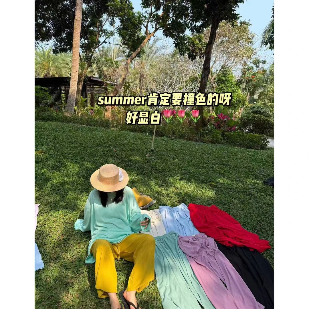 依二一韩版春夏流行穿搭大码宽松遮胯显瘦阔腿九分裤2833