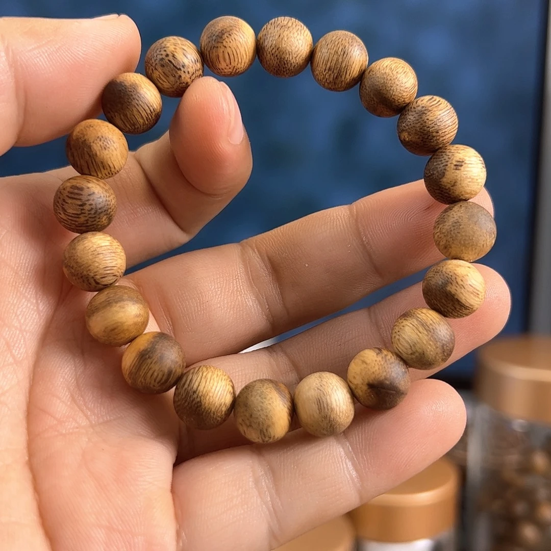 沉香手串10mm虎斑花珠圆珠单圈6.4g