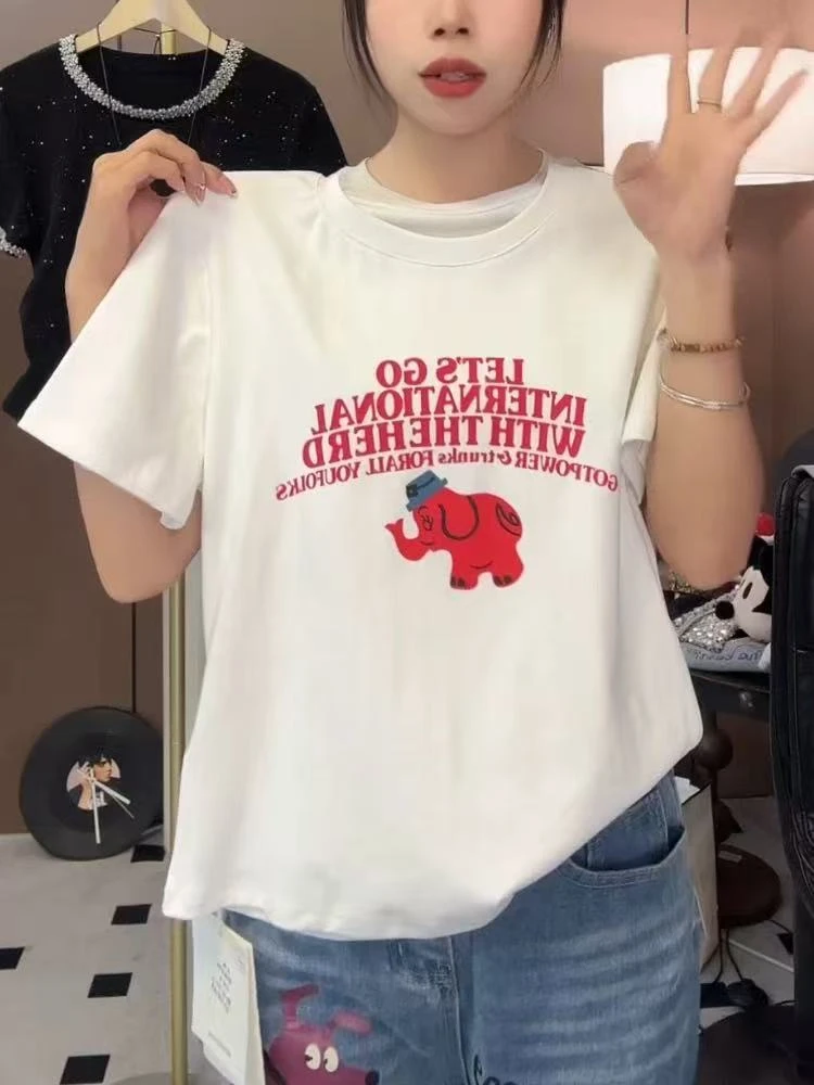 深圳南油夏季新款卡通印花正肩短袖