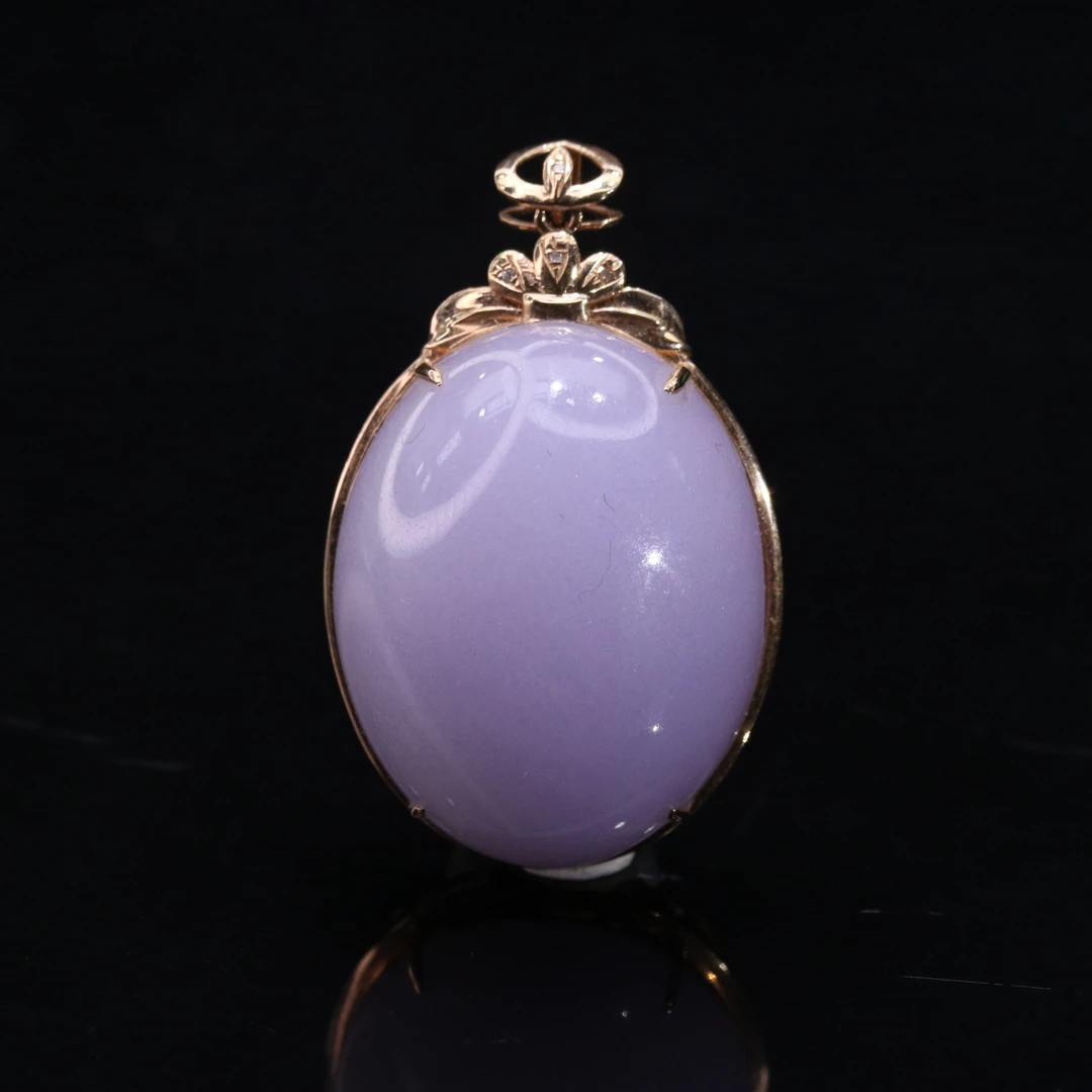 67天然缅甸翡翠A货18k紫蛋面吊坠/000480/北京中保拍卖