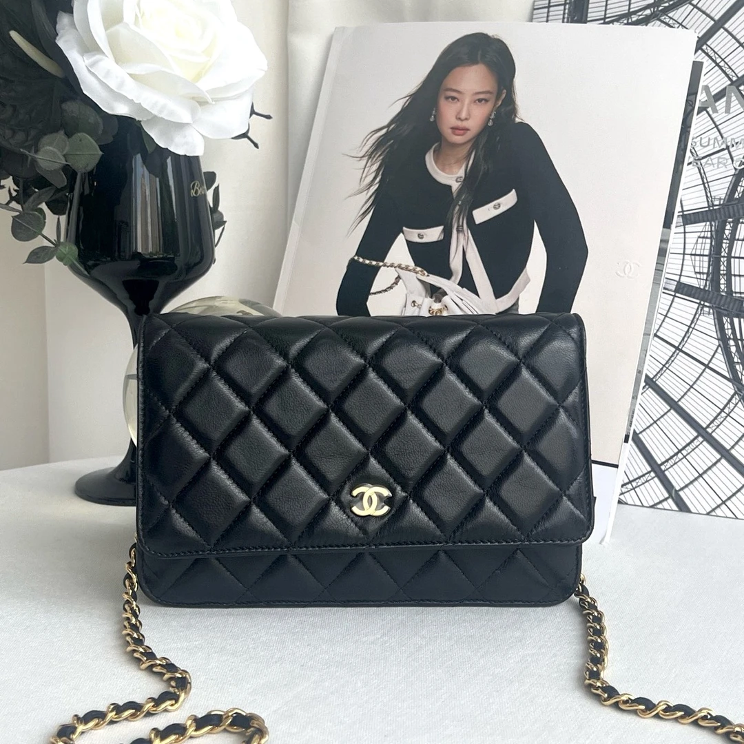 95新 Chanel/香奈儿 香奈儿黑金发财woc单肩斜挎包 30开带卡