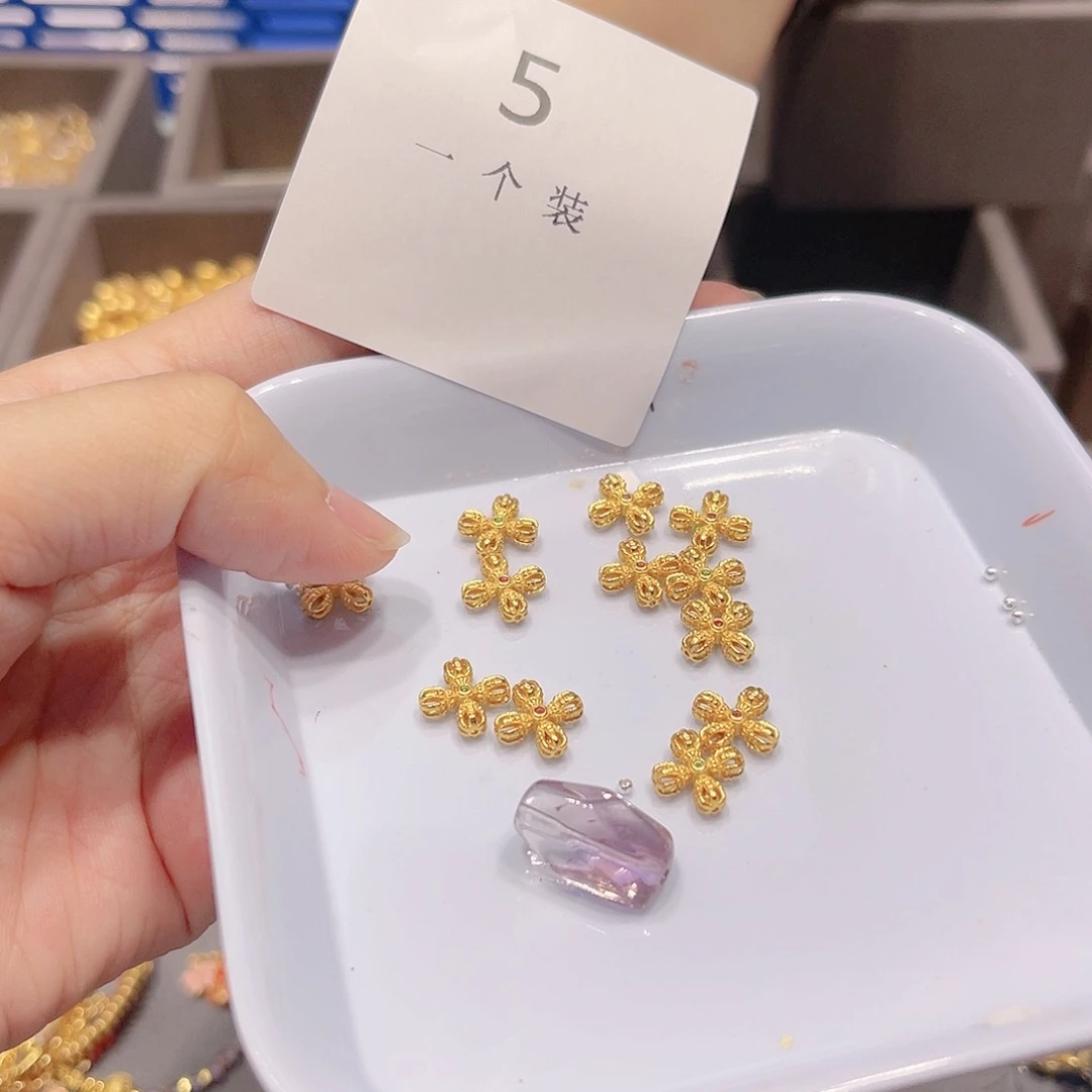 水晶珠宝半成品银S925镀金镶嵌5