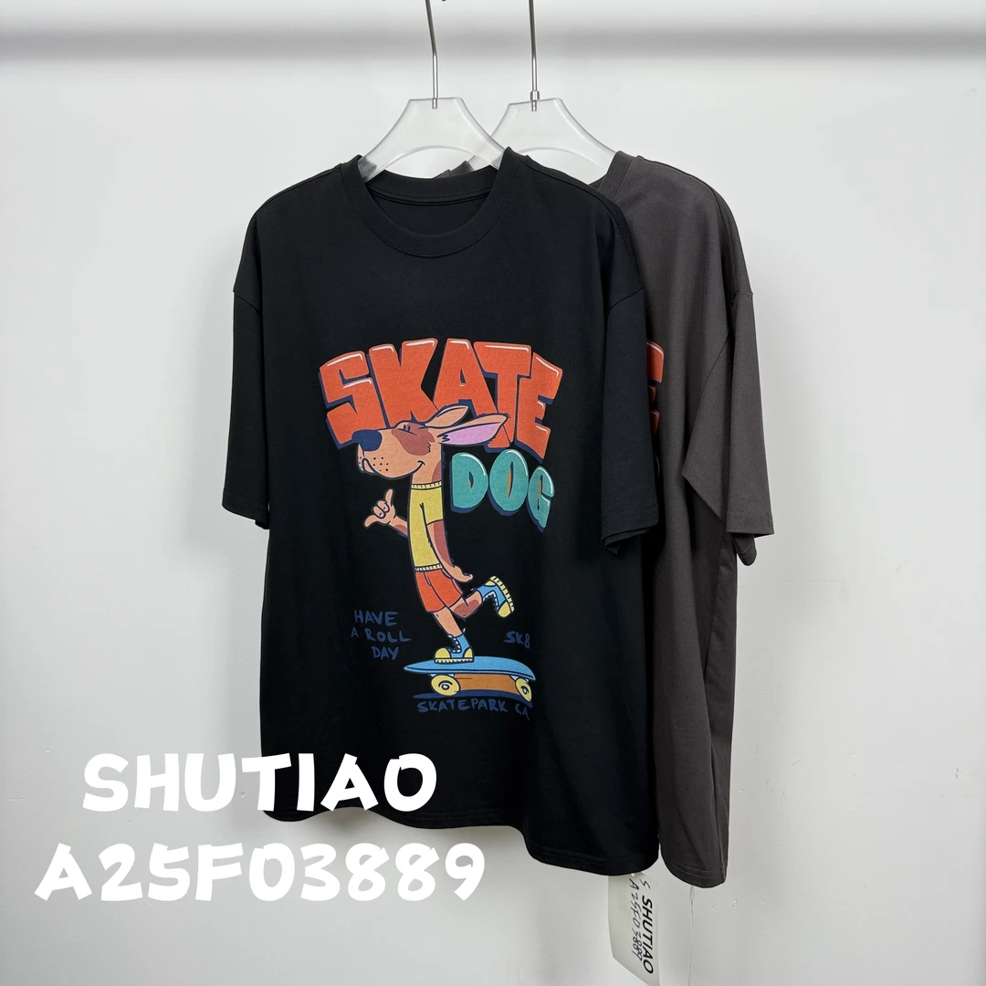 【SHUTIAO】2025夏季：新款小众设计款T恤A25F03889