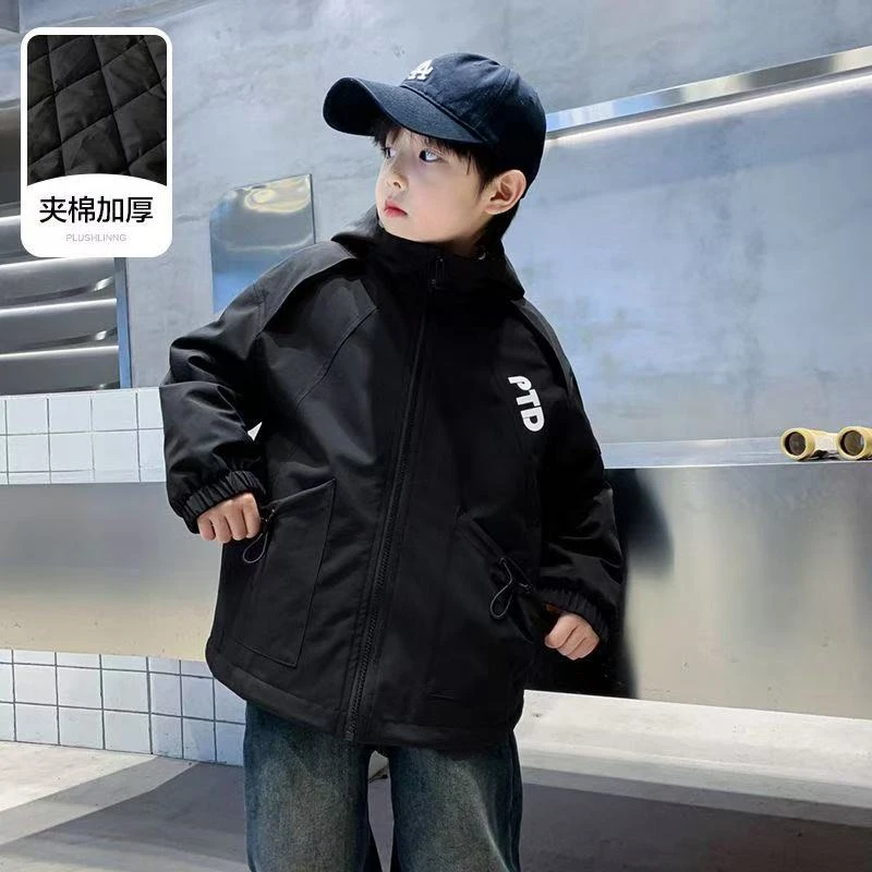 F00531男童秋冬夹棉加厚外套棉衣2025新款儿童春秋中大童洋气童装