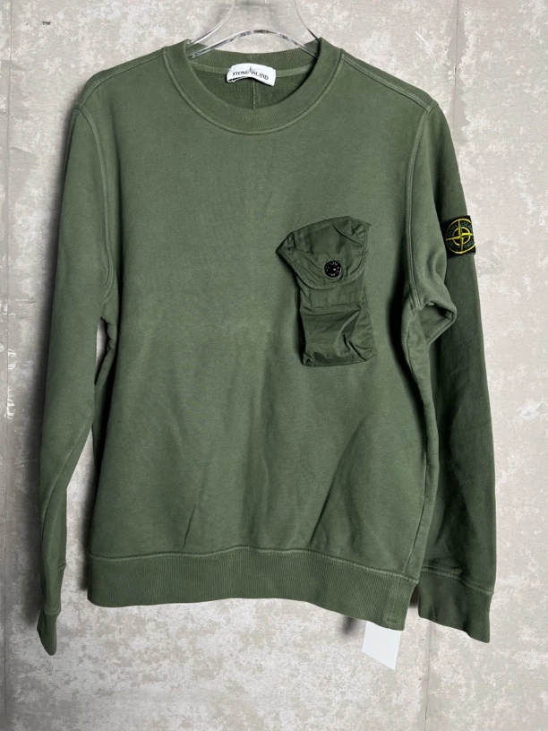未使用 STONE ISLAND M*1/石头岛绿色徽标Logo口袋卫衣/07722 /JP