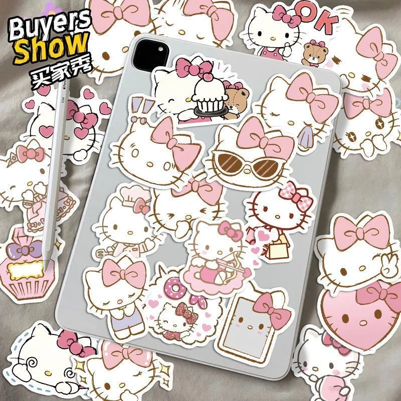 100张粉色Hello Kitty贴纸凯蒂猫KT猫可爱手账手机壳水杯防水贴画