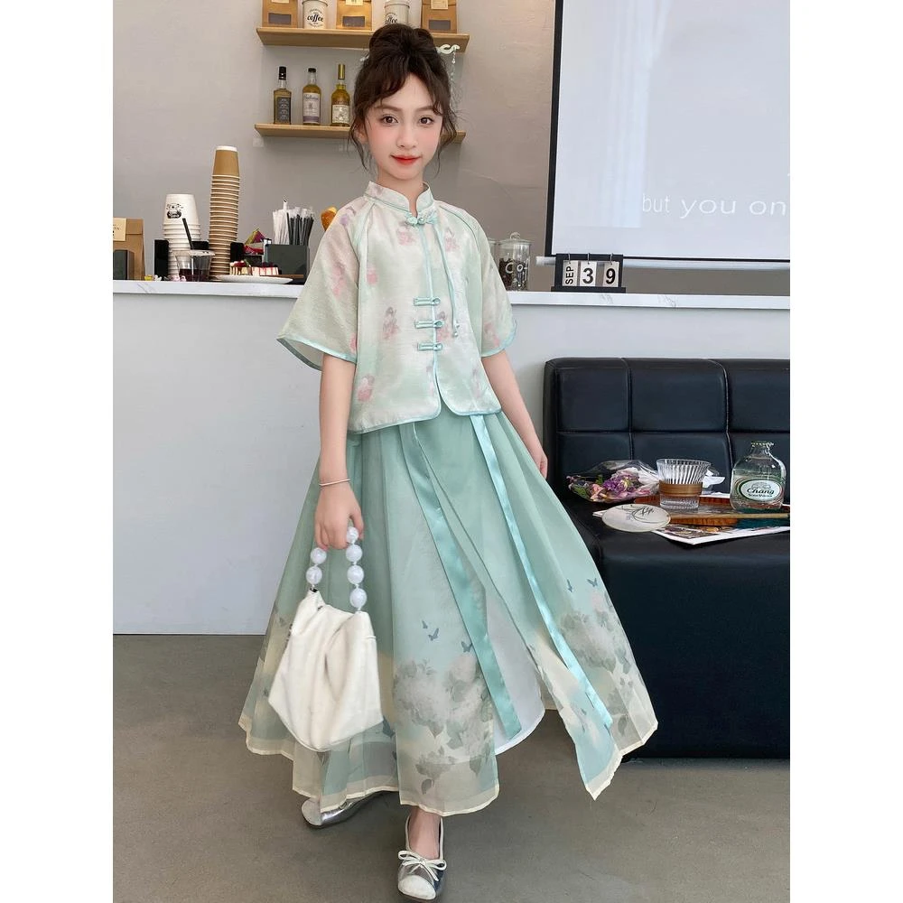 女童汉服纱裙子套装夏季儿童古装女孩新中式连衣裙新款中国风夏装