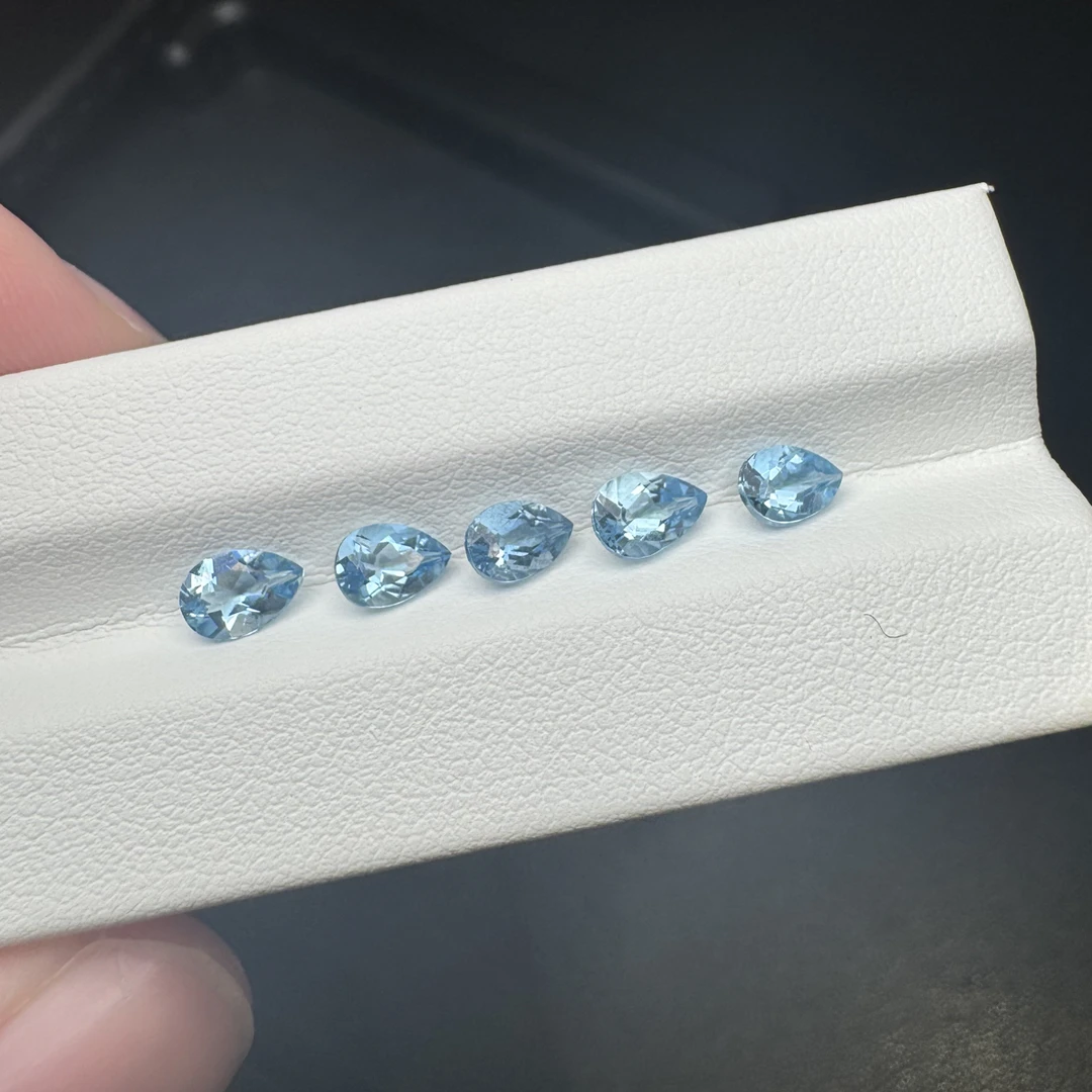 天然海蓝宝裸石戒面圣玛利亚色全干净玻璃体爆闪清澈亮色项链戒指