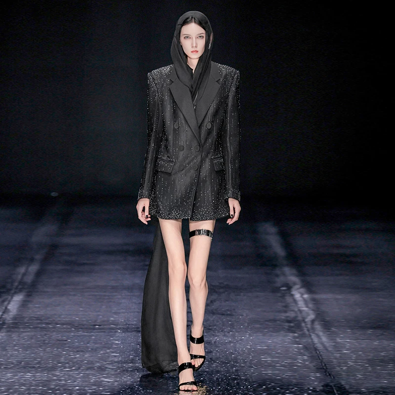 MAGGIE MA马婧设计师款繁星满钻璀璨梦幻奢华百搭西装外套548C