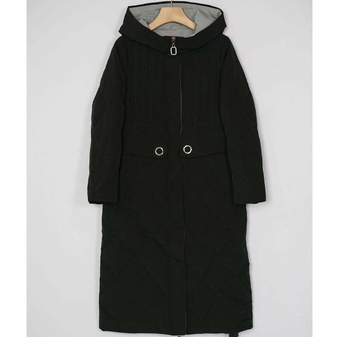 8212DZ715时尚休闲百搭女士连帽简约中长款羽绒服