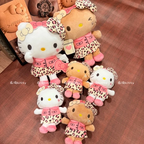 美版黑皮爱心豹纹hellokitty包包挂件挂饰毛绒挂件