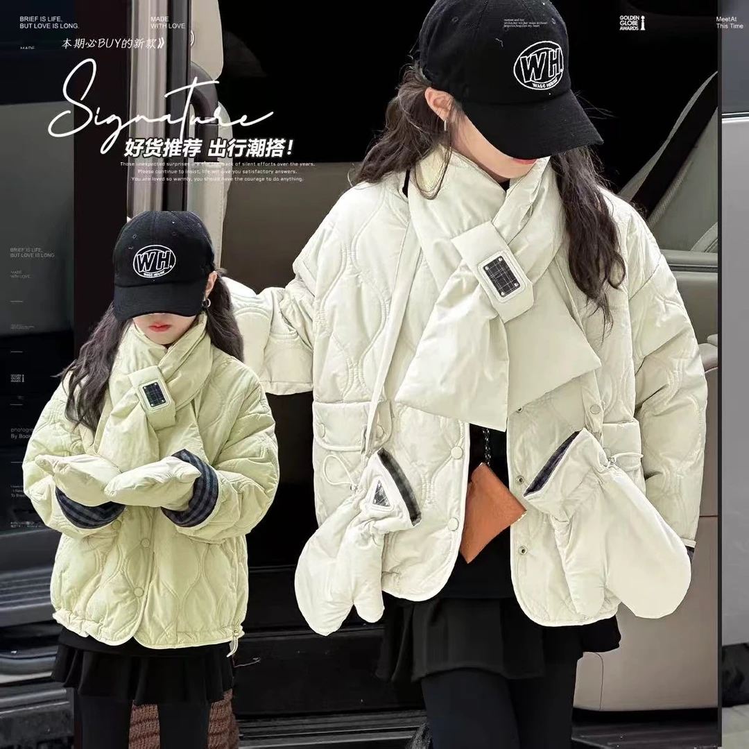 N00045女童冬季两面穿外套2025年新款洋气韩版女孩中大童冬款童装