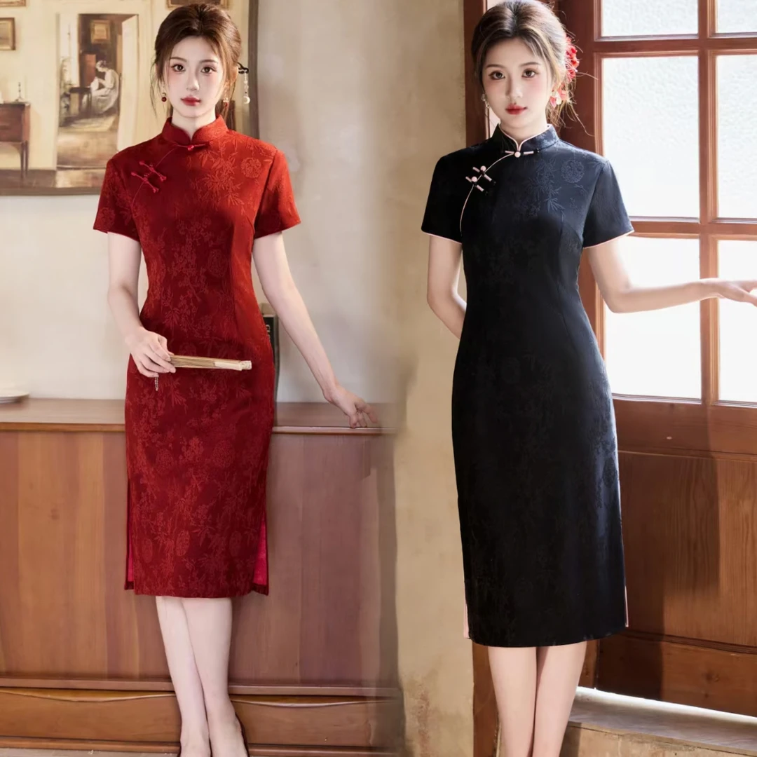 小个子女款夏季高端新款新中式国风礼服送法遮肚子短款裙子旗袍