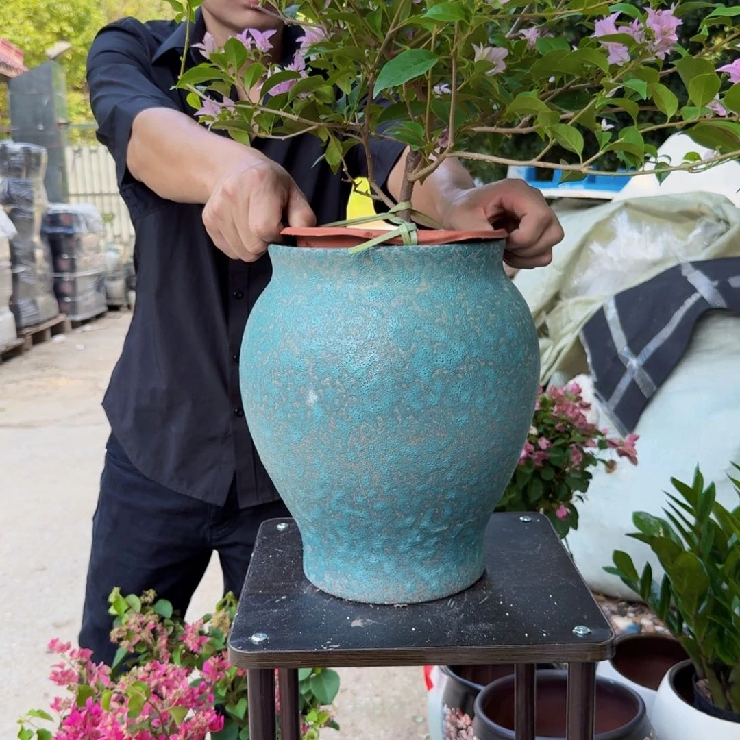 紫砂花盆口21高31（一个天青泡泡大号