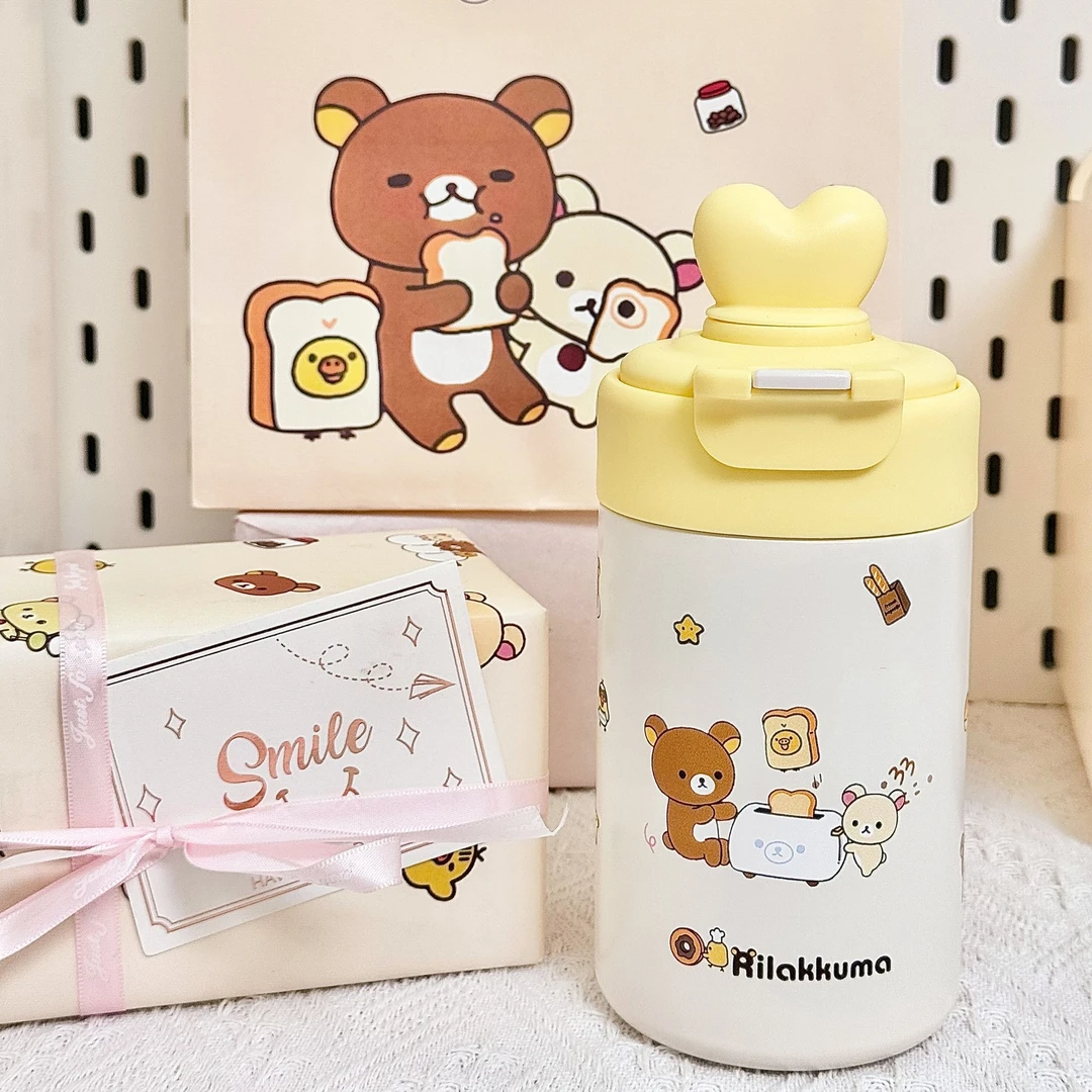 生日礼物新款轻松熊水杯保温316不锈钢双饮大容量便携学生ins送人