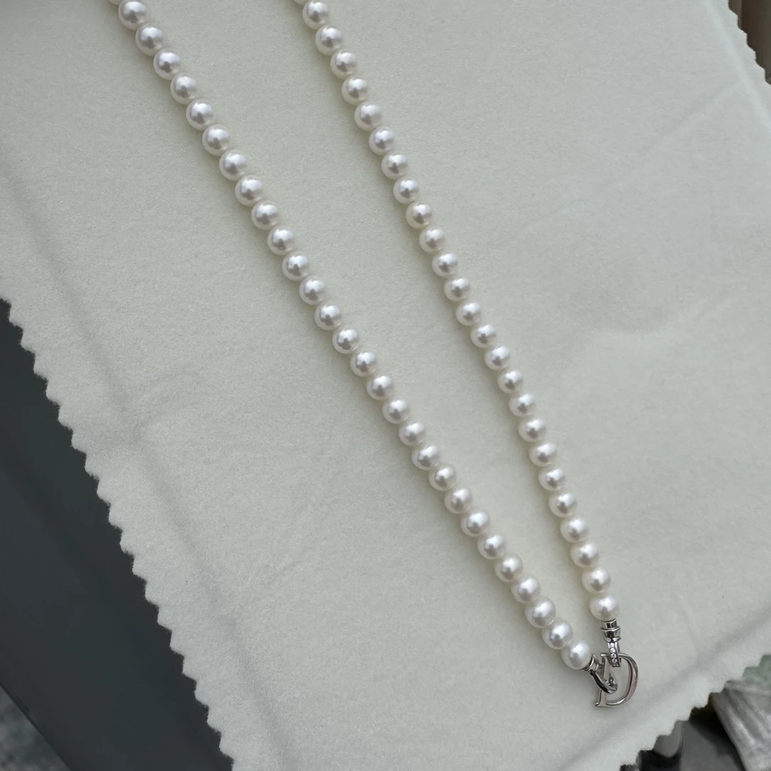 【白月光】天然无核淡水珍珠项链白色时尚5-7mmS925银