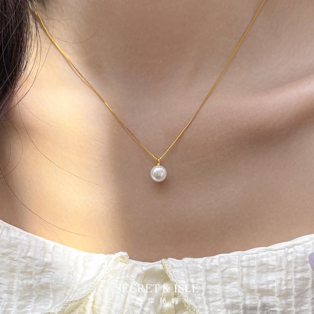 稀有6A级天然淡水珍珠吊坠女S925纯银项链轻奢简约高级感锁骨链