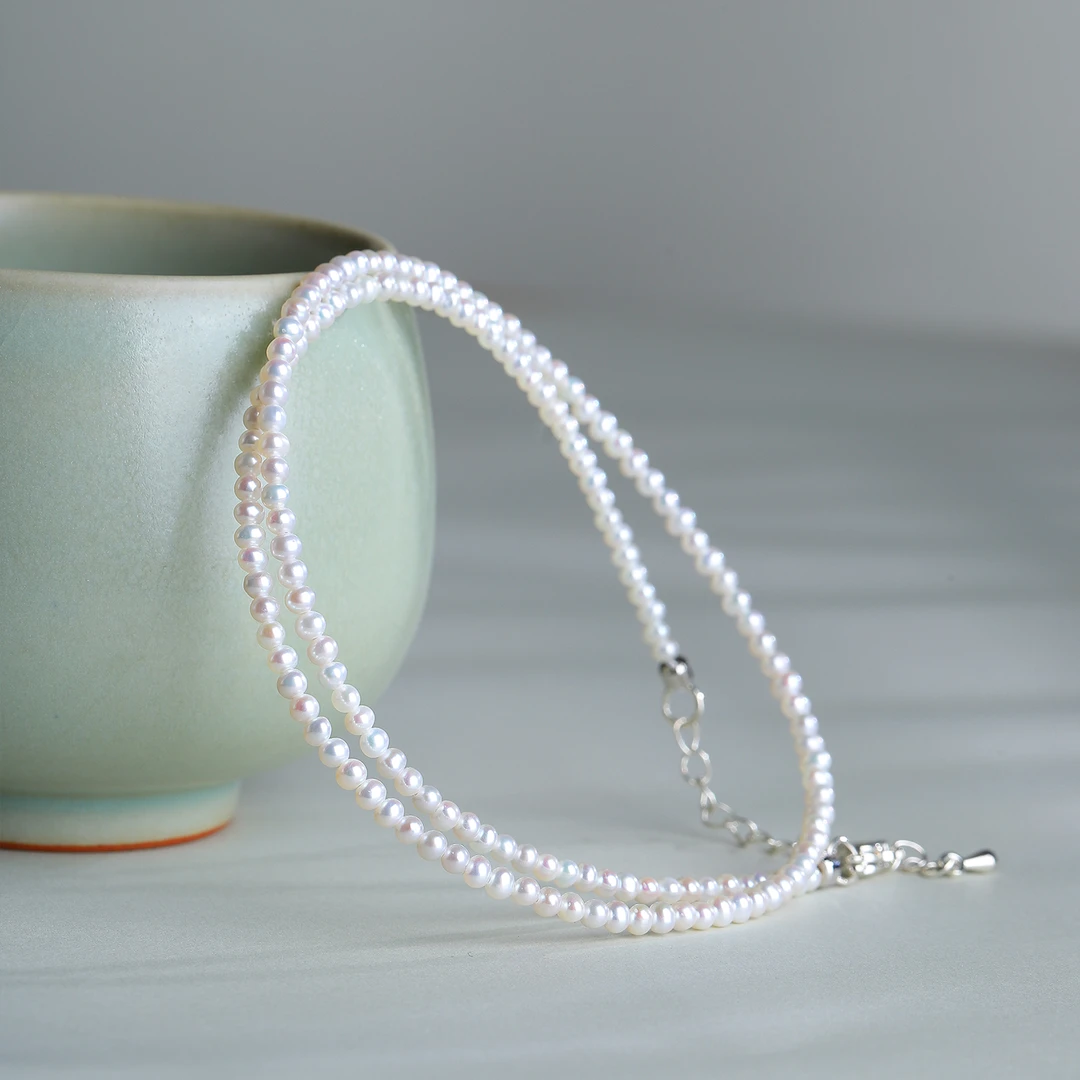 纯天然珍珠项链 极光无暇淡水珍珠3.0mm  长42cm