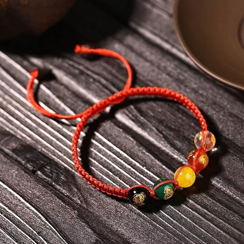 非金属布艺手链 【先生推荐】2025年五路財神寓意红绳手链驾车用品