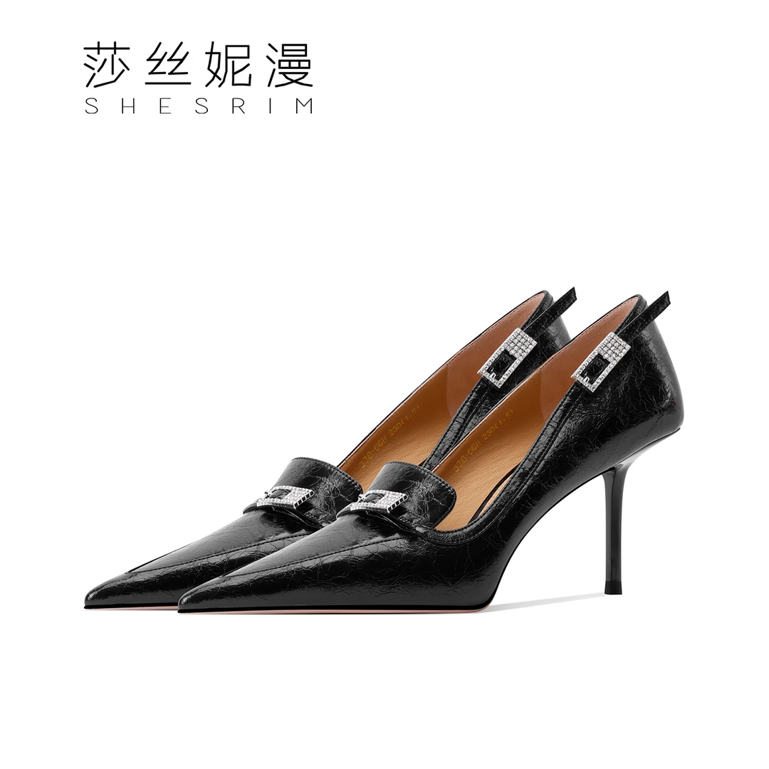 D41-春季新款时尚气质细跟黑色法式细高跟浅口优雅职业