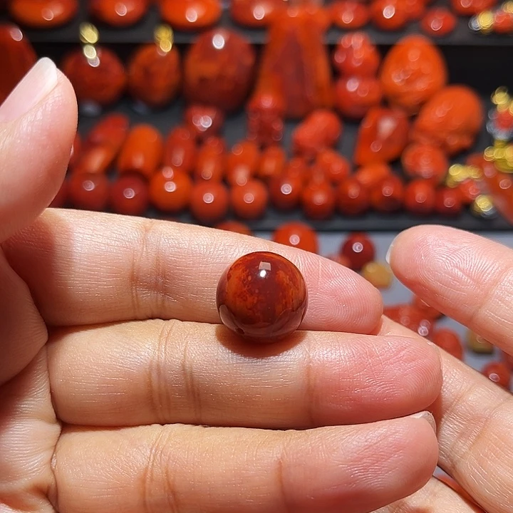 南红玛瑙未镶嵌配饰火焰纹圆珠15.3mm