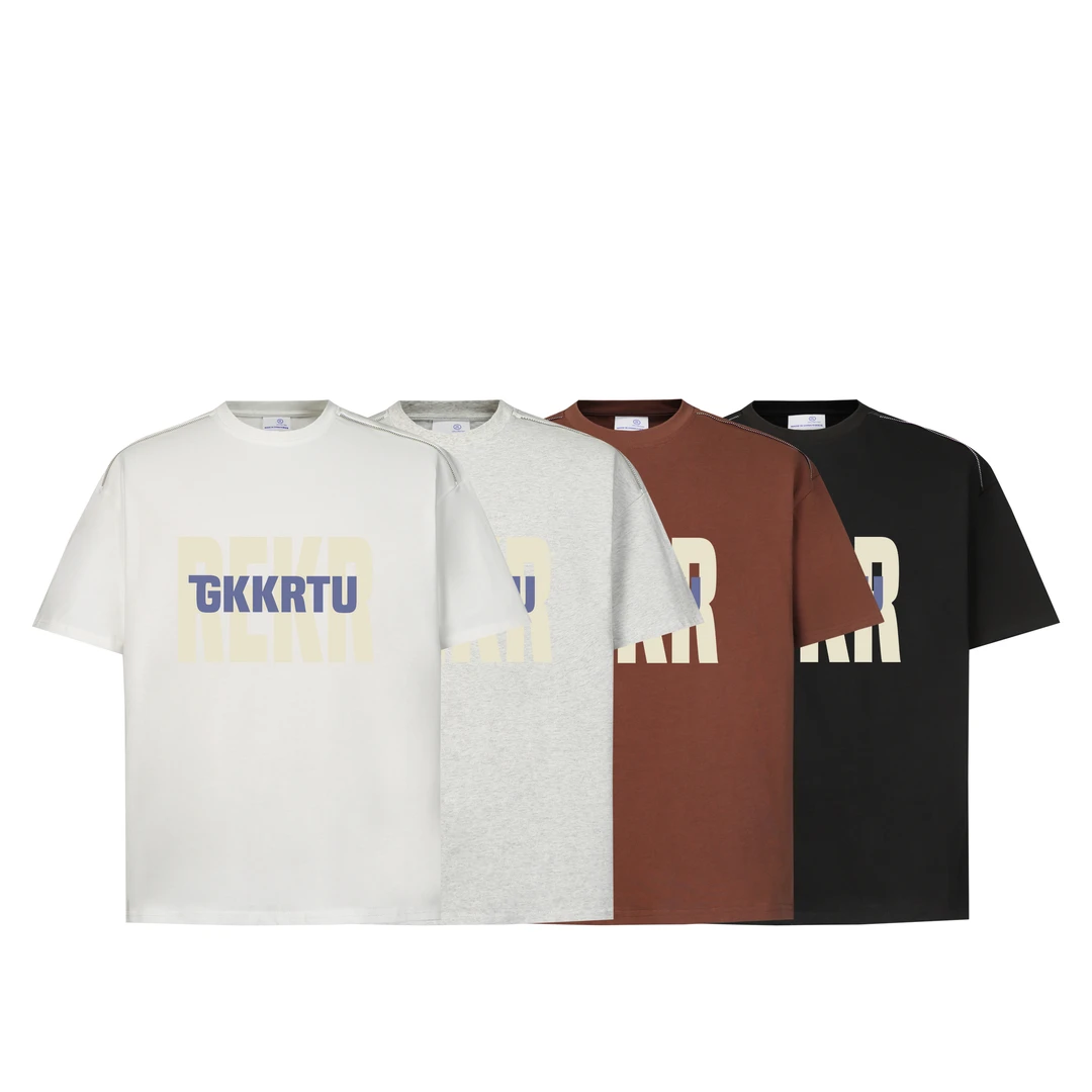 夏季发泡印花重磅高街潮牌短袖T恤潮流百搭宽松高级感五分袖上衣