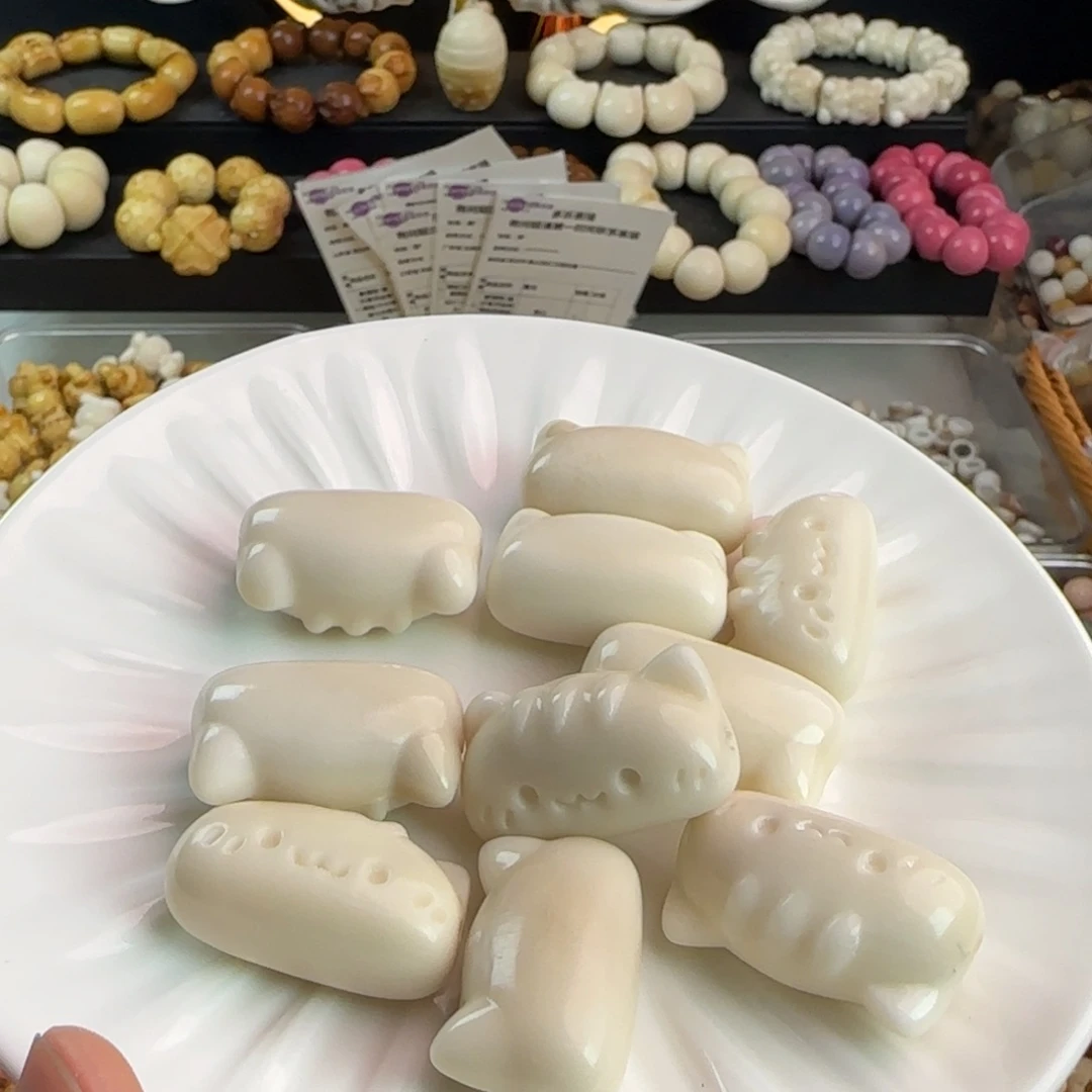 吊坠菩提根/象牙果微瑕疵白色法棍猫10颗